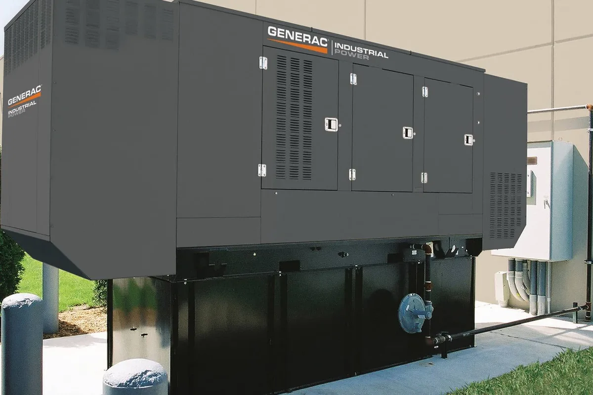 Commercial generator installation outside a building